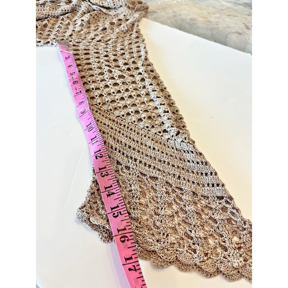 Vintage Kroshetta By Papillon Champagne Crocheted Cardigan Boho Hippie 70s Retro - Picture 6 of 9